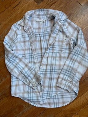 abercrombie kids Cream, Light Blue & Tan Plaid Button-Down Shirt